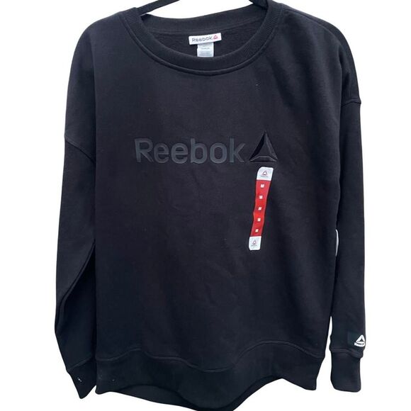 NWT Reebok Black Logo Crewneck Sweatshirt - Picture 2 of 8